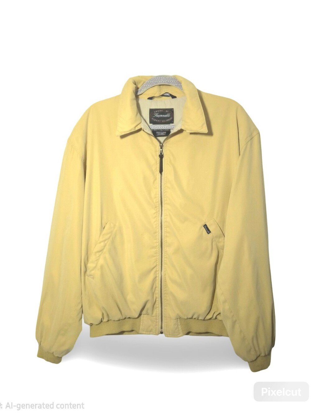 Vintage Façonnable Men's Harrington Windbreaker Jacket Large Mustard Small Spots